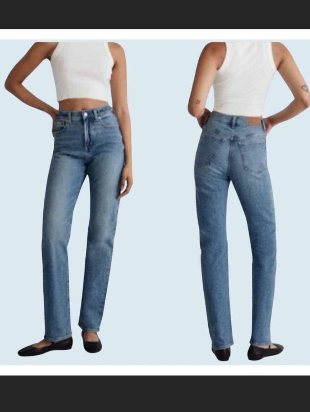 Madewell Medium Wash High-Rise Straight Leg Jeans - Blue